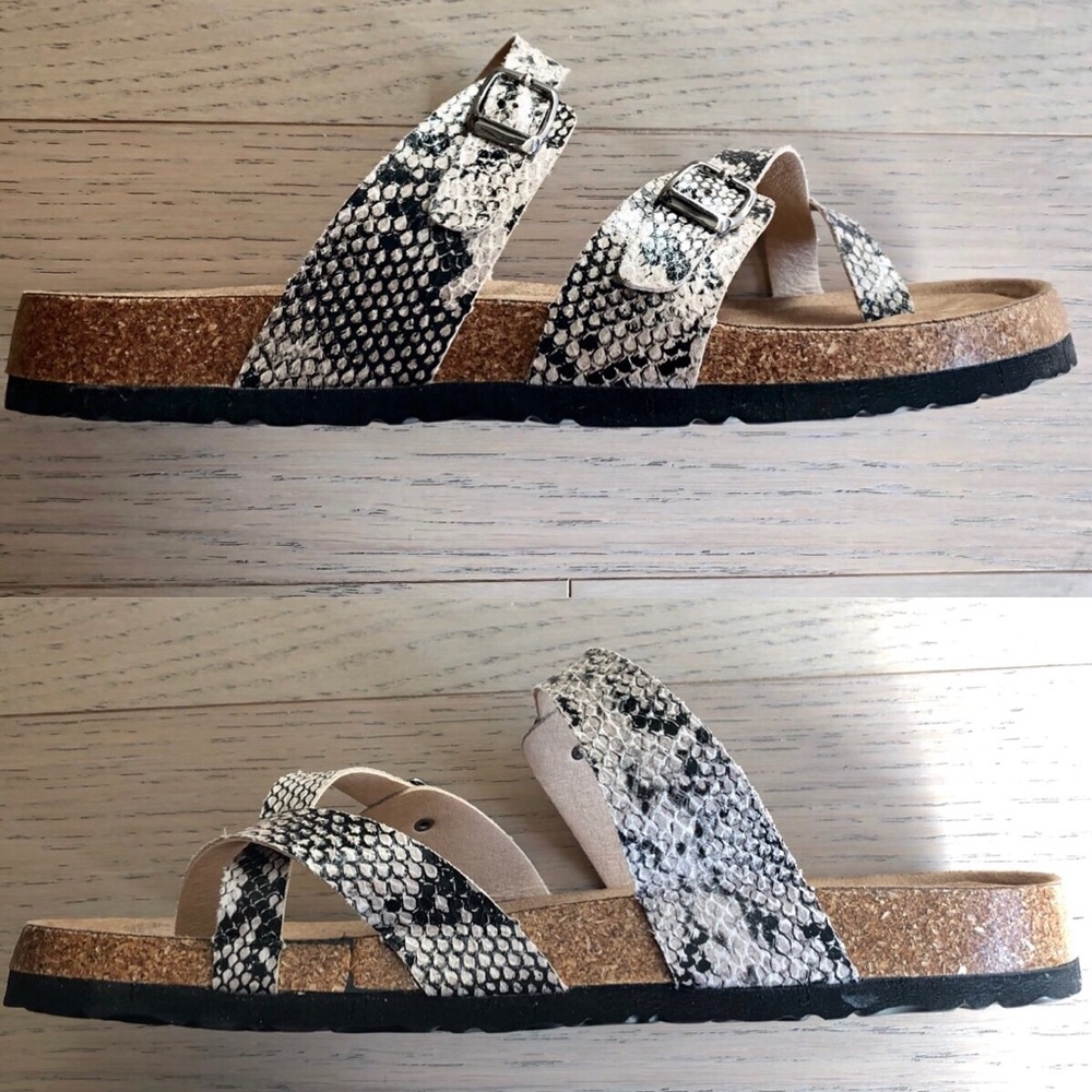 NIB Snakeskin Double Buckle Sandals - Picture 4 of 8